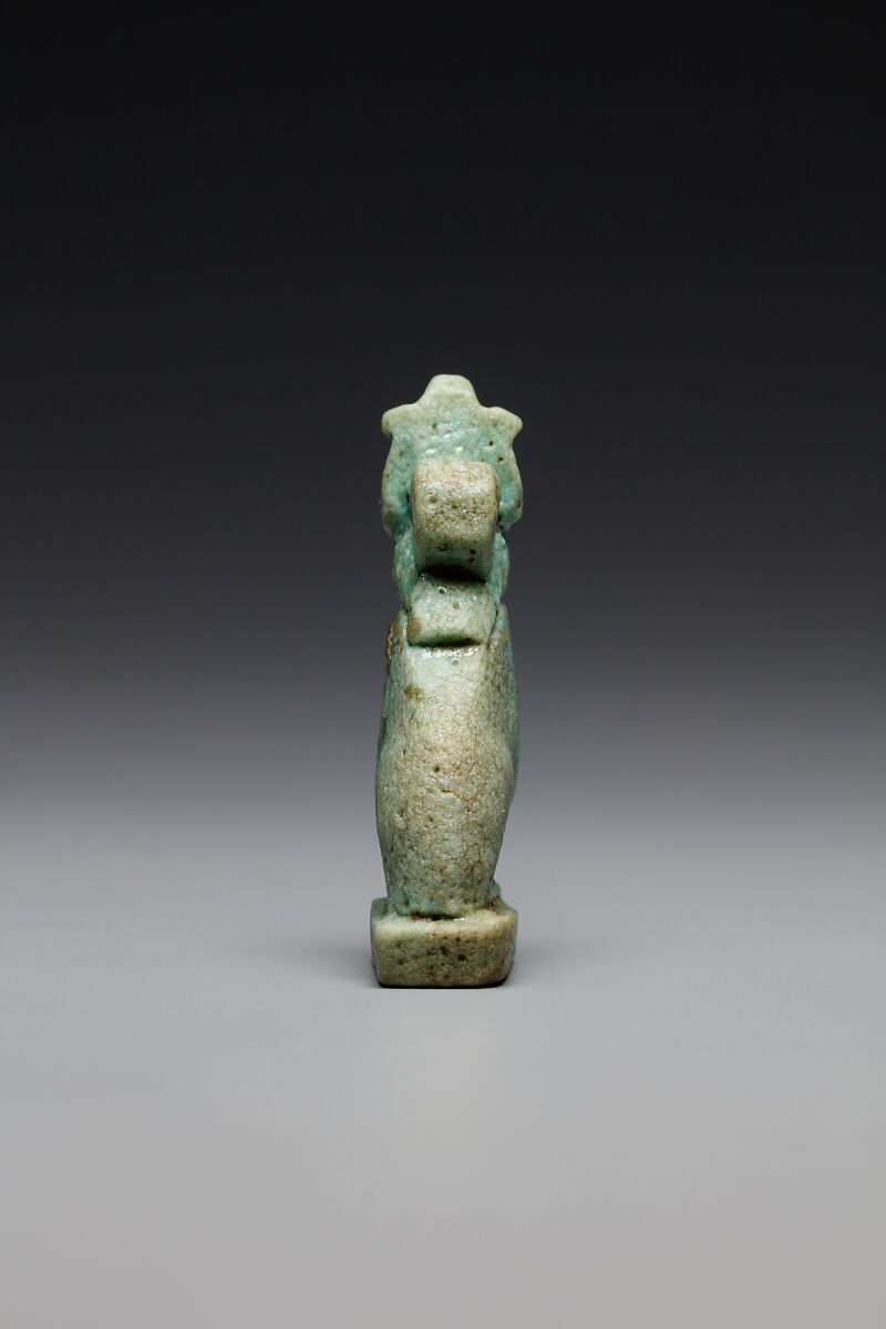 Lion(?) wearing an atef crown, Faience