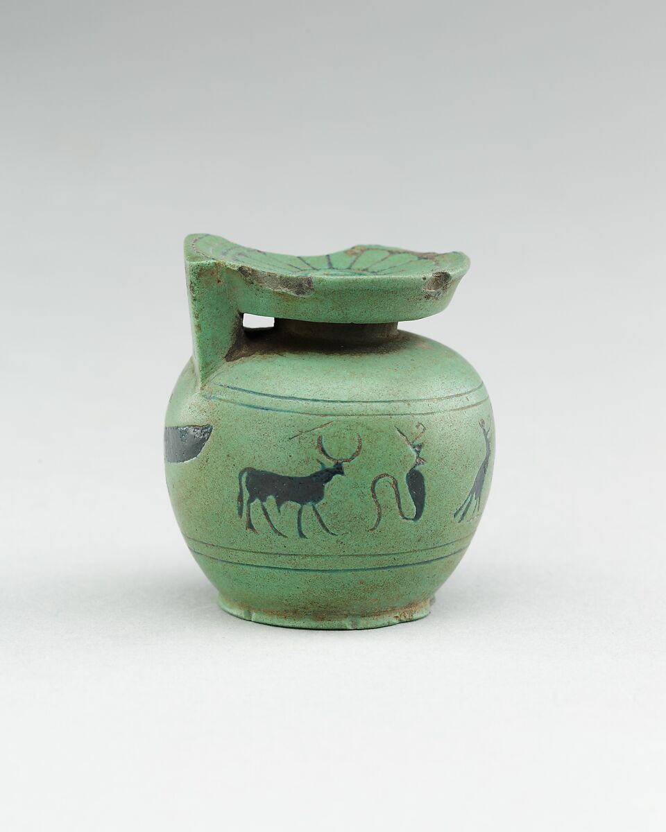 Aryballos with the name Wahibre, probably in this instance refering to Apries, Faience 