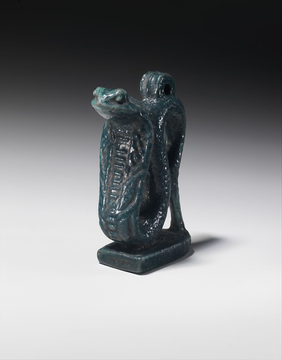 Cobra Amulet, Faience 