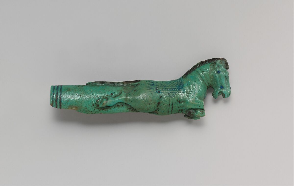 Whip Handle in the Form of a Horse, Faience 