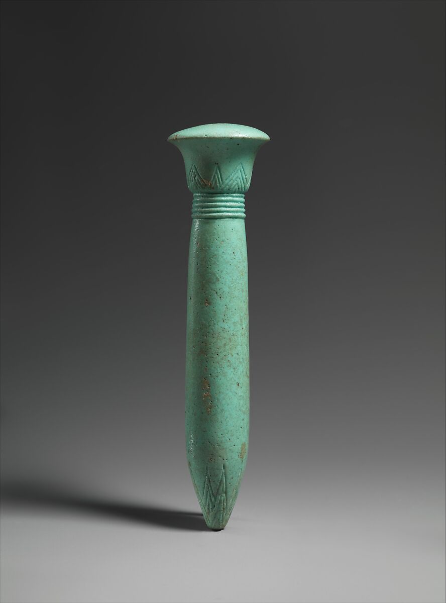 Papyrus column amulet, Faience 