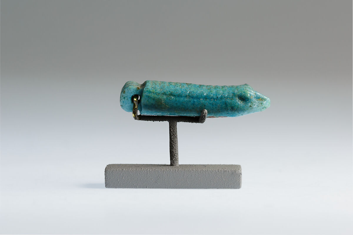 Menqebit (snake's head) amulet, Faience