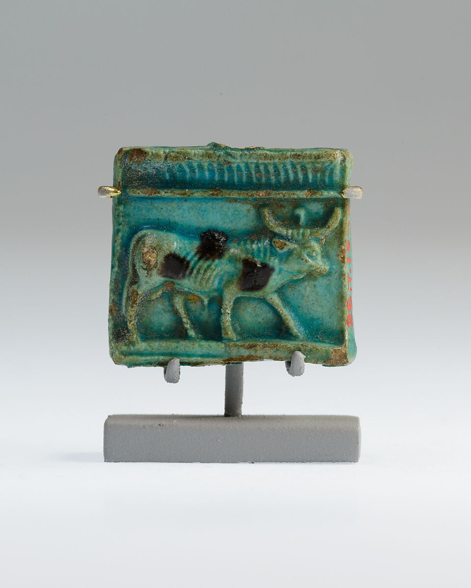 Plaque with a sacred bull, Faience 