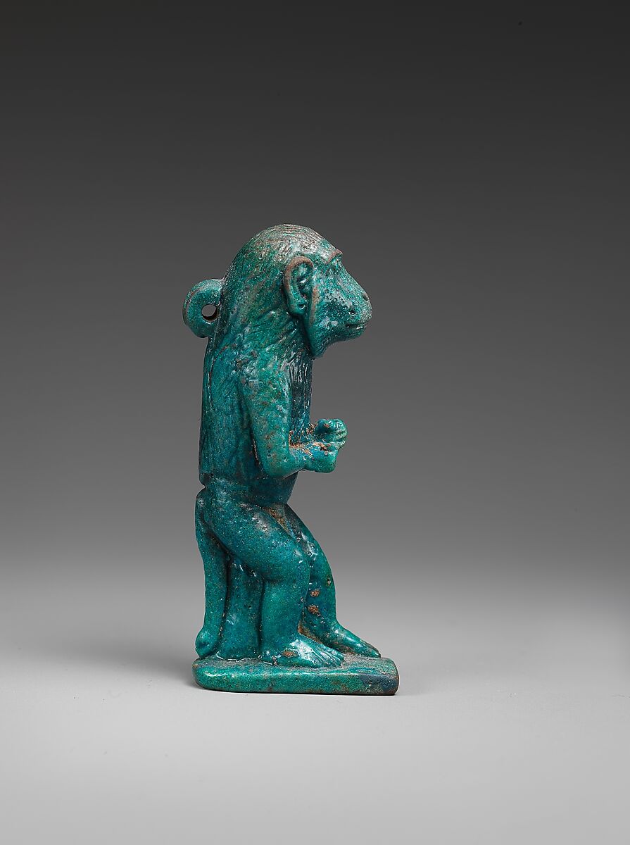 Standing Monkey Amulet, Faience