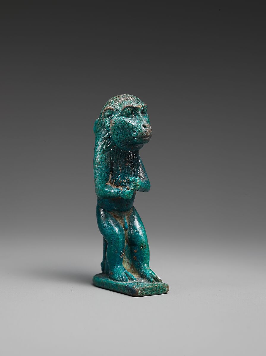 Standing Monkey Amulet, Faience