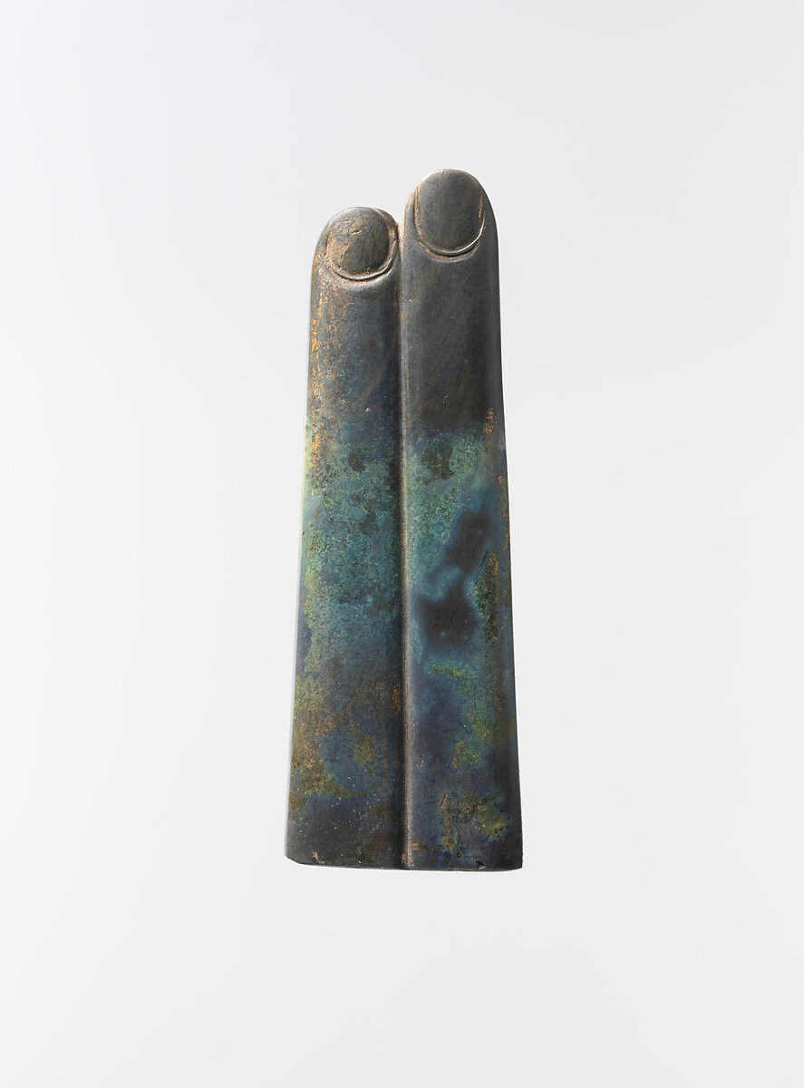 Two-finger amulet, Glass, black-blue 
