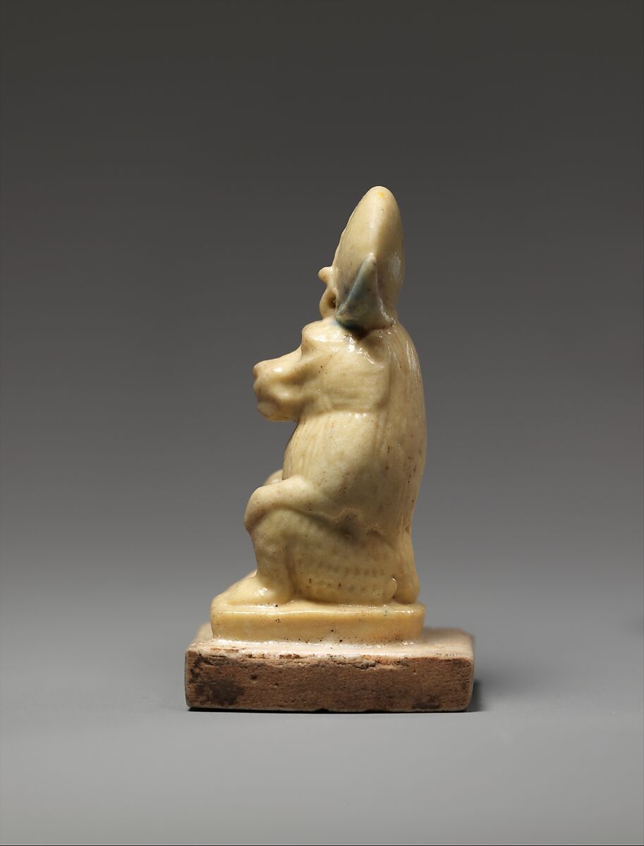 Amulet Depicting a Baboon Wearing a Lunar Disk and Uraeus, Faience