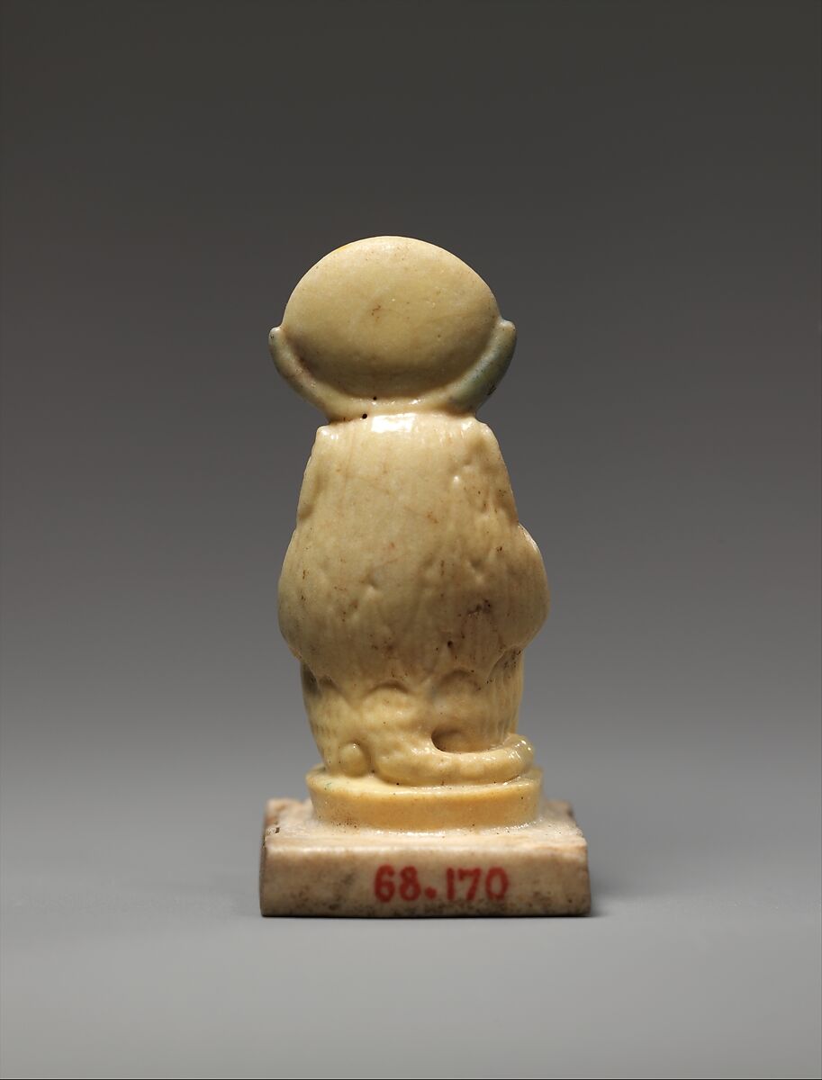 Amulet Depicting a Baboon Wearing a Lunar Disk and Uraeus, Faience