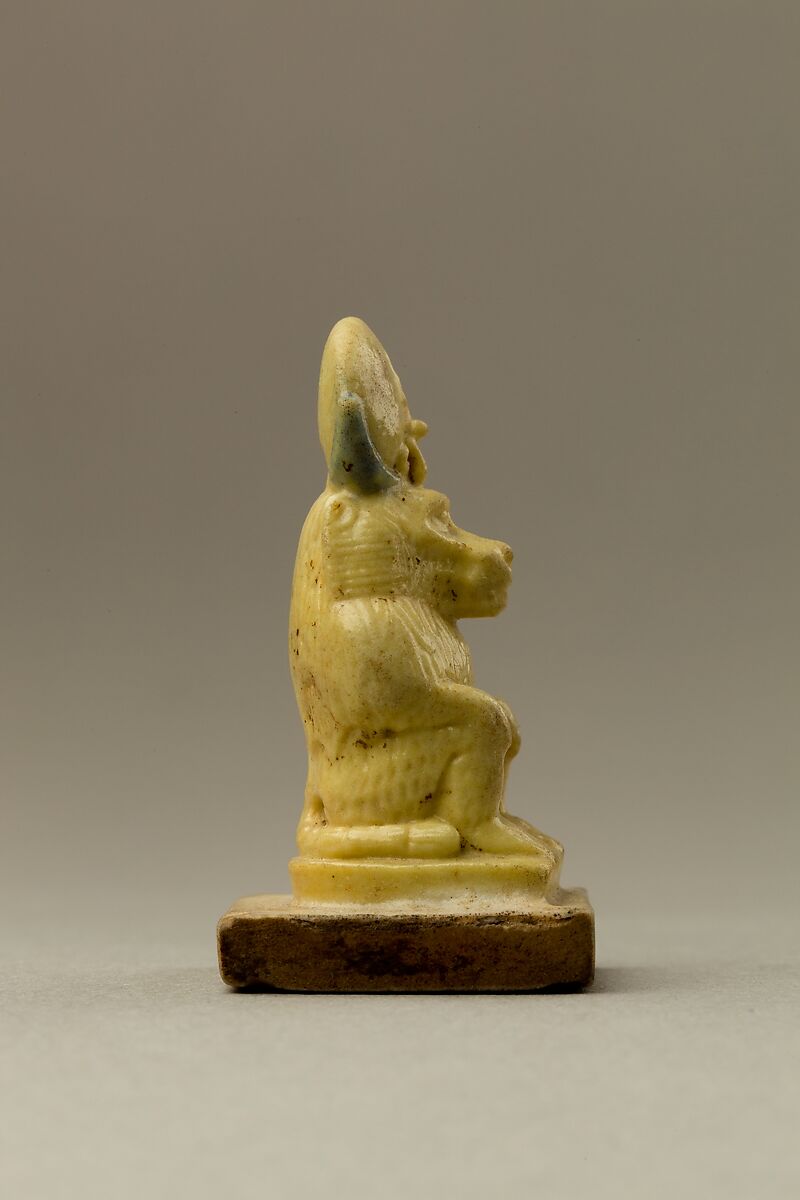 Amulet Depicting a Baboon Wearing a Lunar Disk and Uraeus, Faience