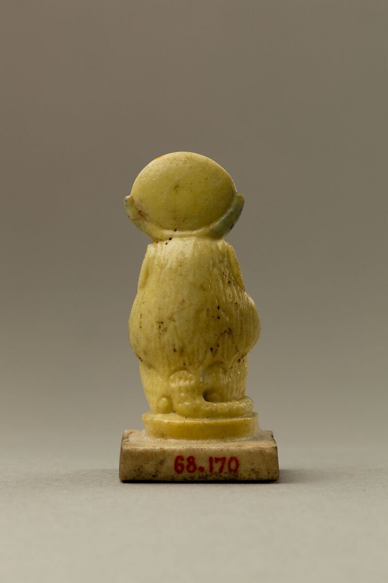 Amulet Depicting a Baboon Wearing a Lunar Disk and Uraeus, Faience