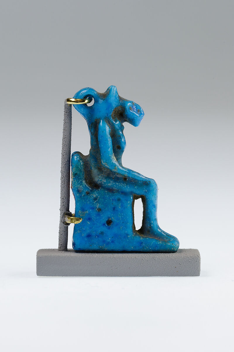 Sakhmet Amulet, Blue faience