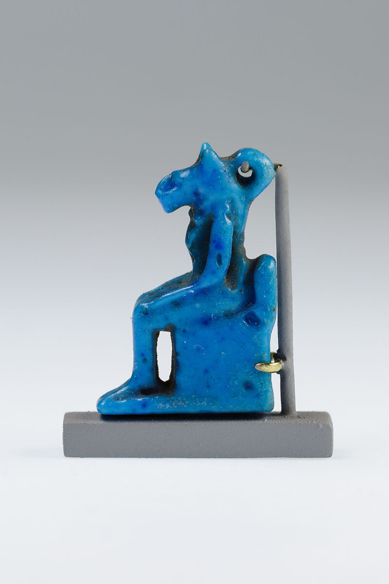Sakhmet Amulet, Blue faience