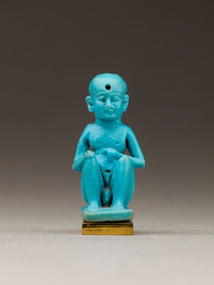 Amulet: A Young Prince Represented as the Child Horus, Faience 