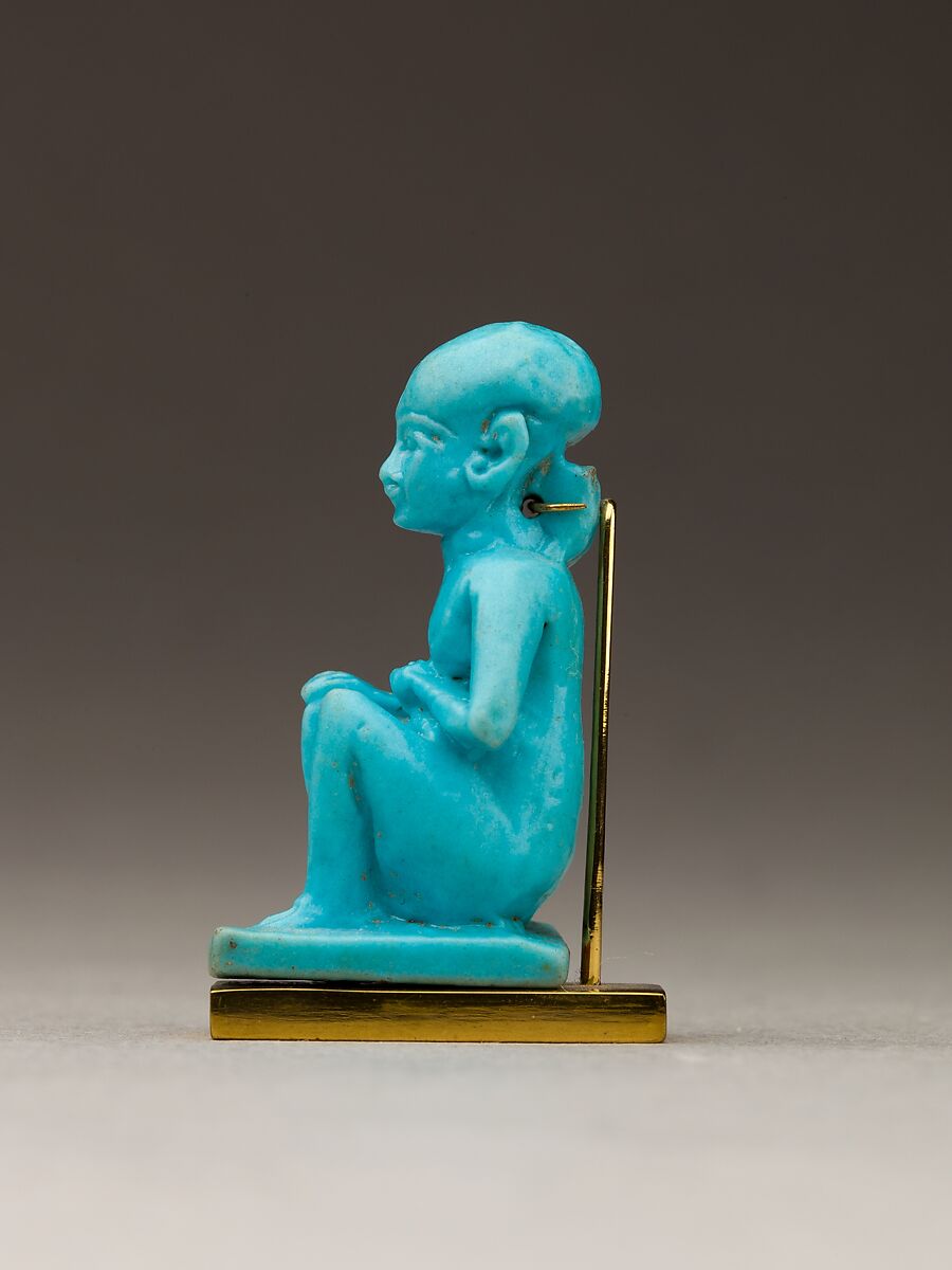 Amulet: A Young Prince Represented as the Child Horus, Faience