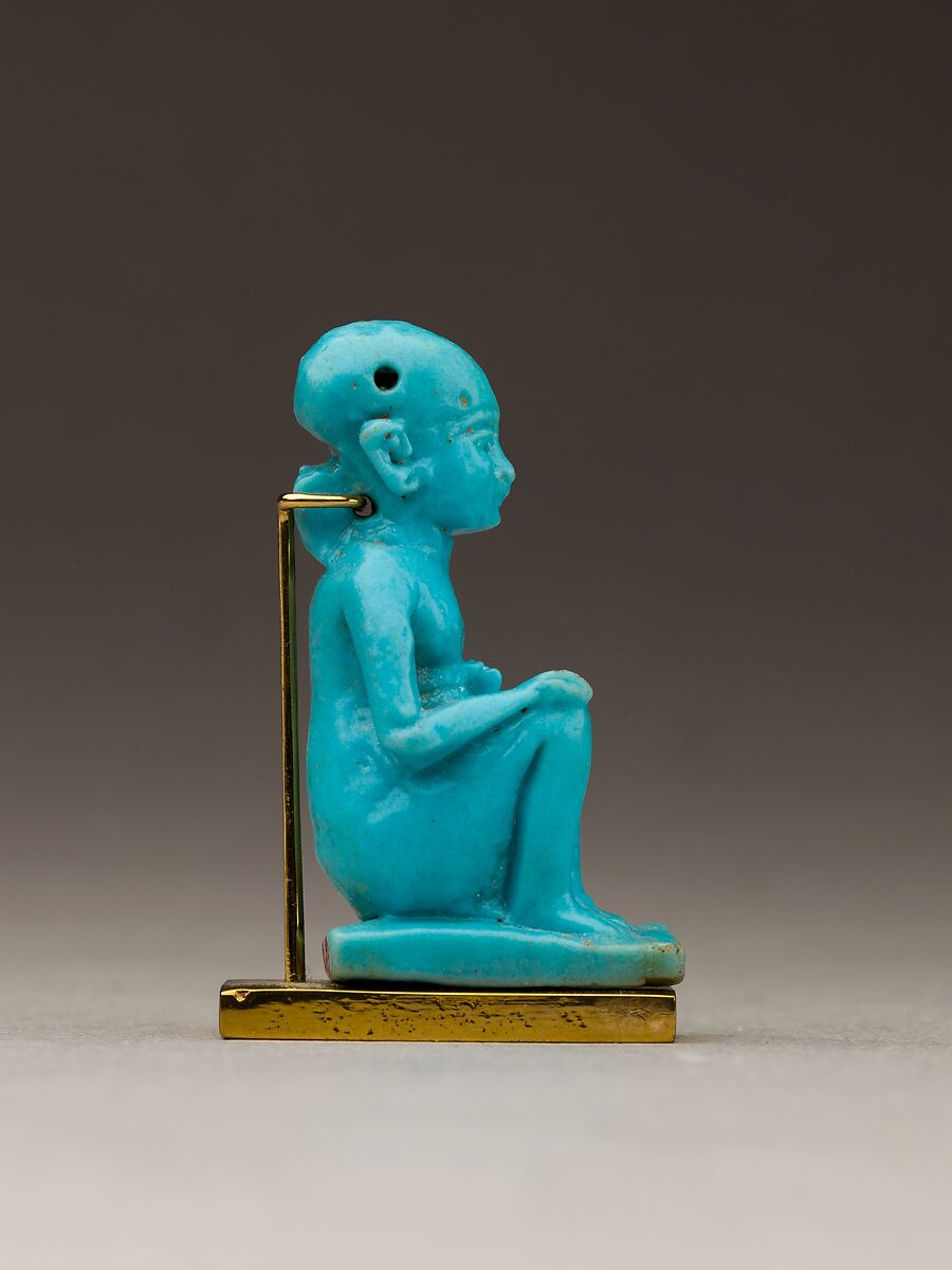 Amulet: A Young Prince Represented as the Child Horus, Faience