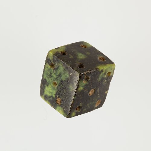 Twenty-sided die (icosahedron) with faces inscribed with Greek