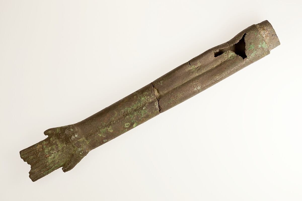 A portion of a censer? in the shape of a hand, Bronze or copper alloy
