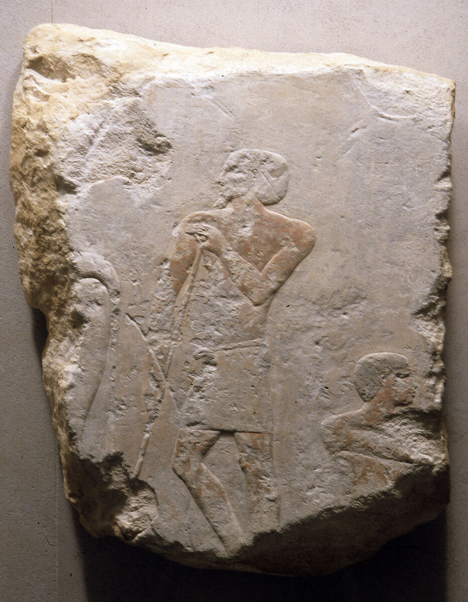 Relief depicting cattle farming, Limestone, paint