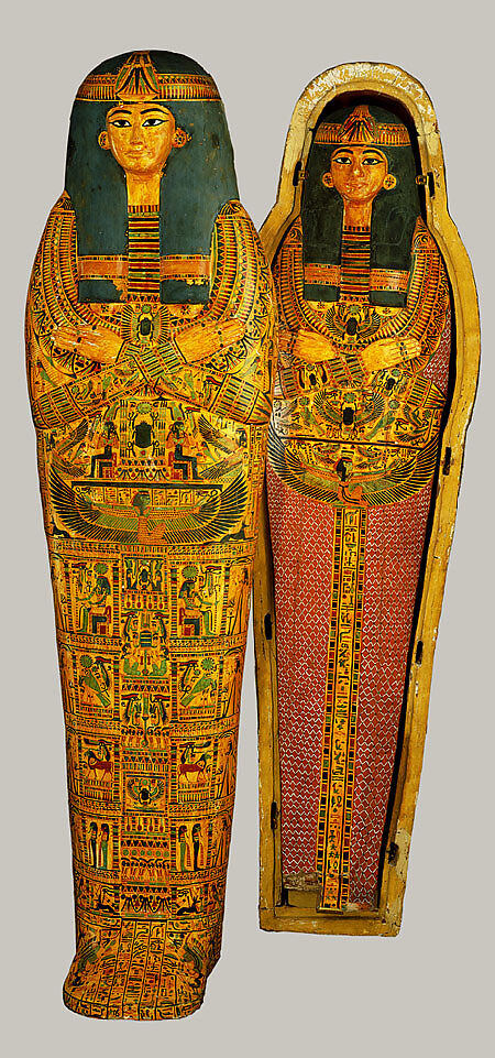 Mummy Board of the Chantress of Amun-Re Henettawy, Gessoed and painted wood