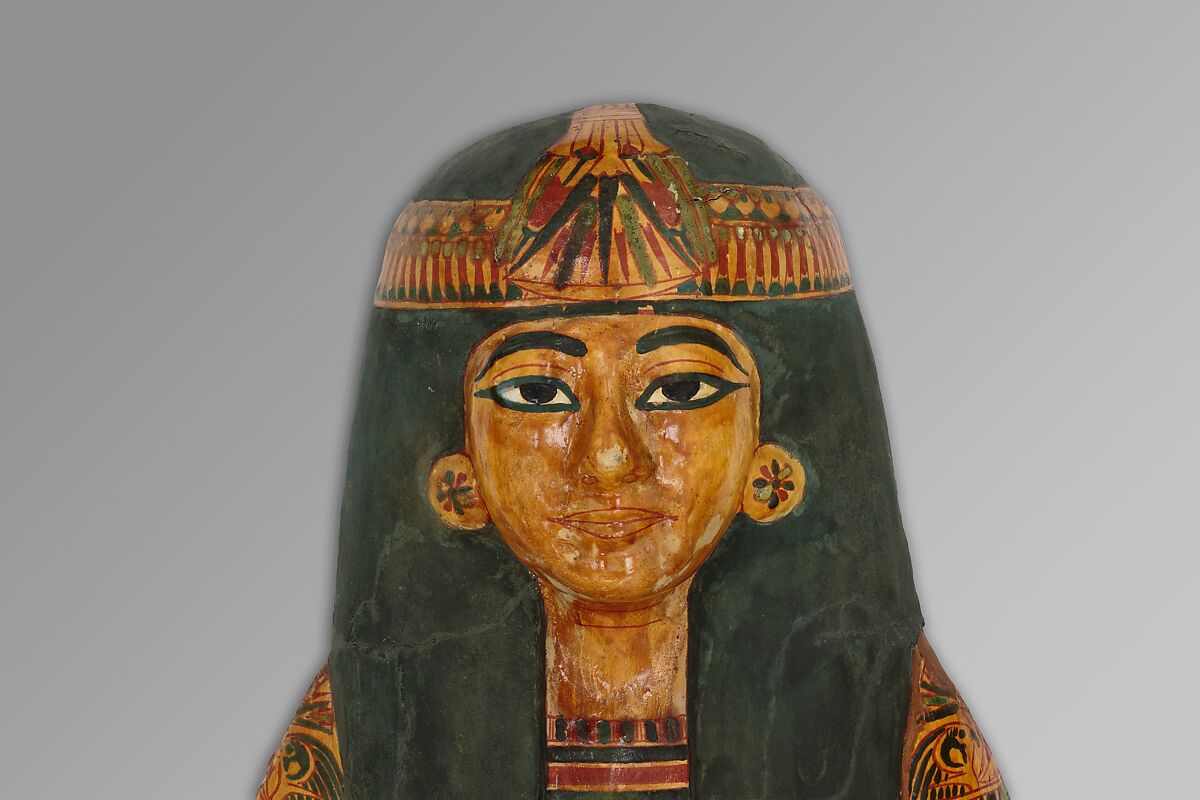 Mummy Board of the Chantress of Amun-Re Henettawy, Gessoed and painted wood