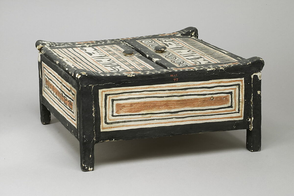 Cosmetic Box from the tomb of Sennedjem, Wood, gesso, paint 