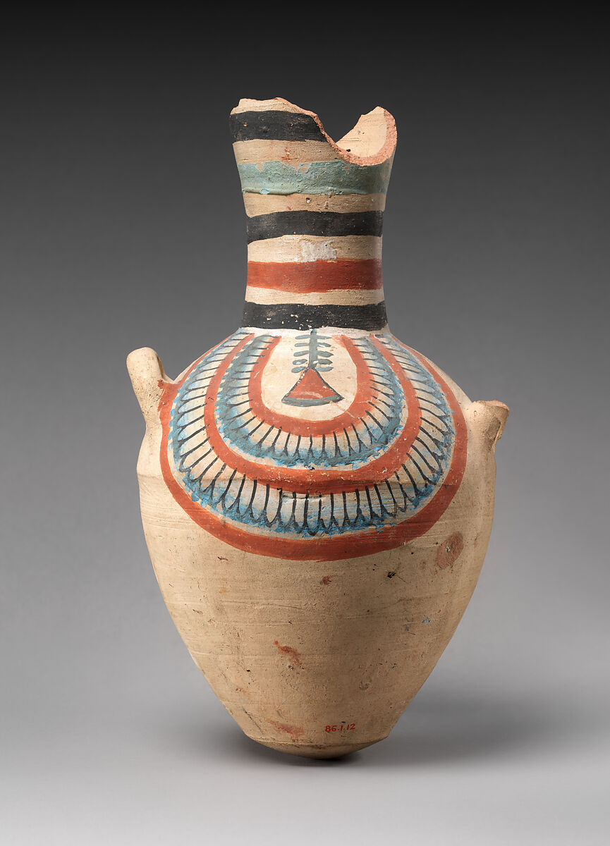 Jar from the tomb of Sennedjem, Pottery, paint 