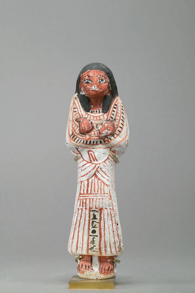 Shabti of Khonsu, Pottery, paint 