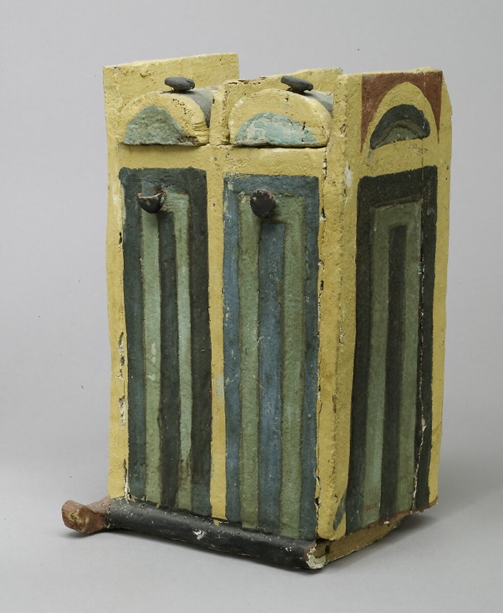 Shabti box of Ramose, Wood, gesso, paint 
