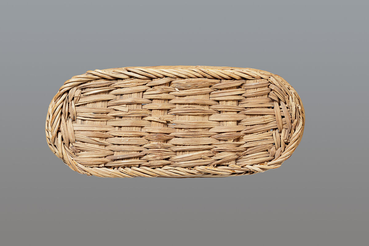 Basket, divided to hold three bottles, Basketry