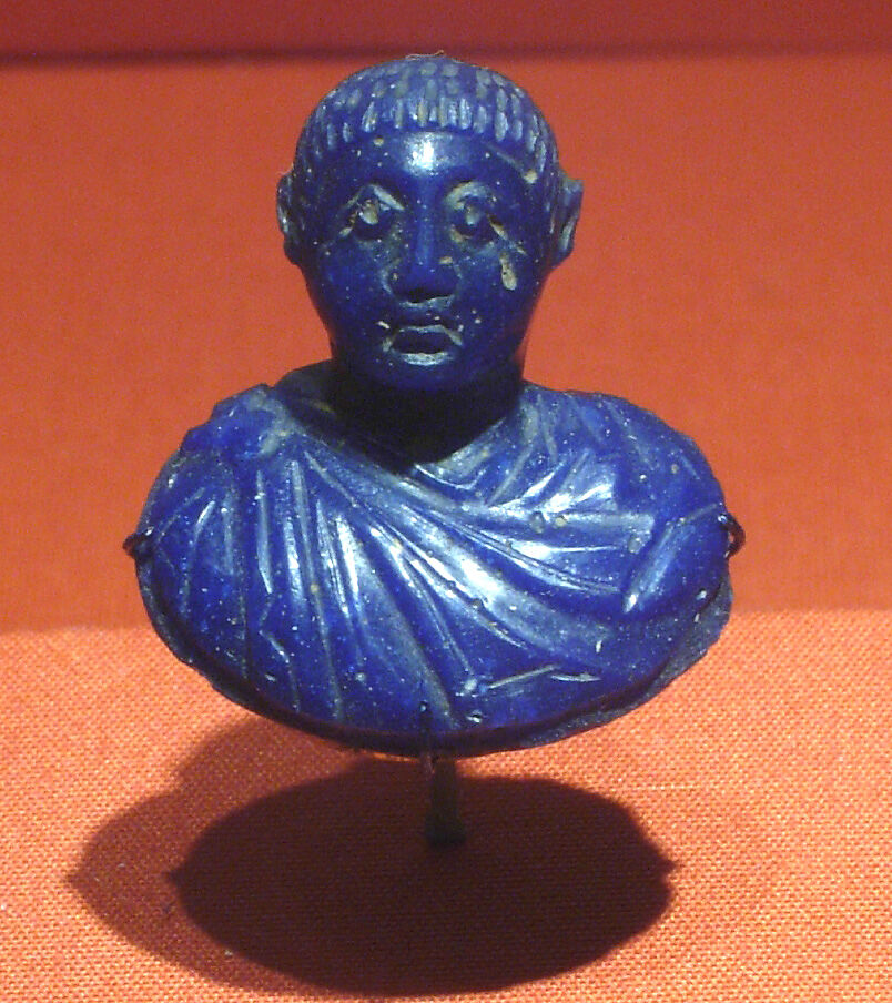 Miniature Bust of a Member of the Constantian Dynasty, Dark blue glass 