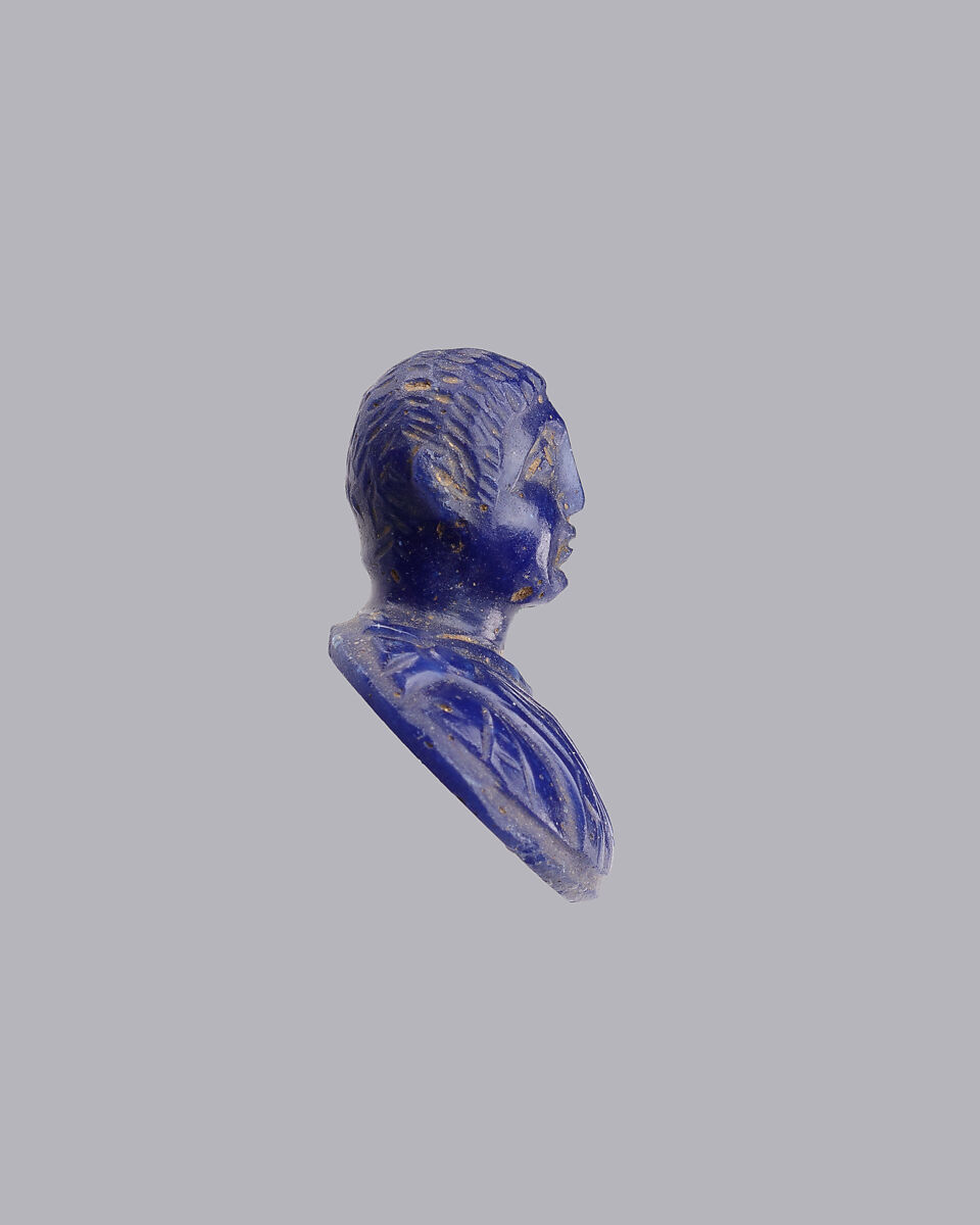 Miniature Bust of a Member of the Constantian Dynasty, Dark blue glass