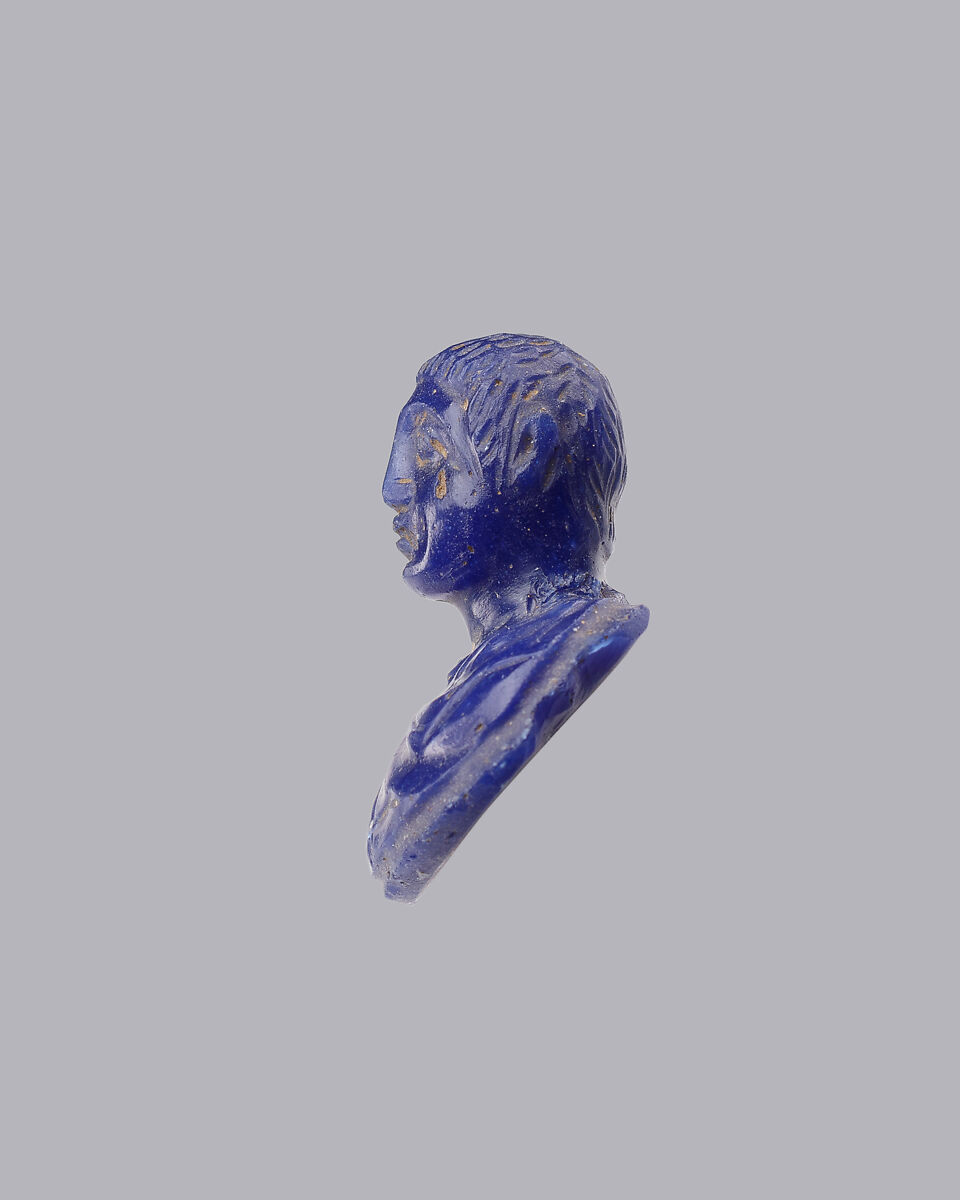 Miniature Bust of a Member of the Constantian Dynasty, Dark blue glass