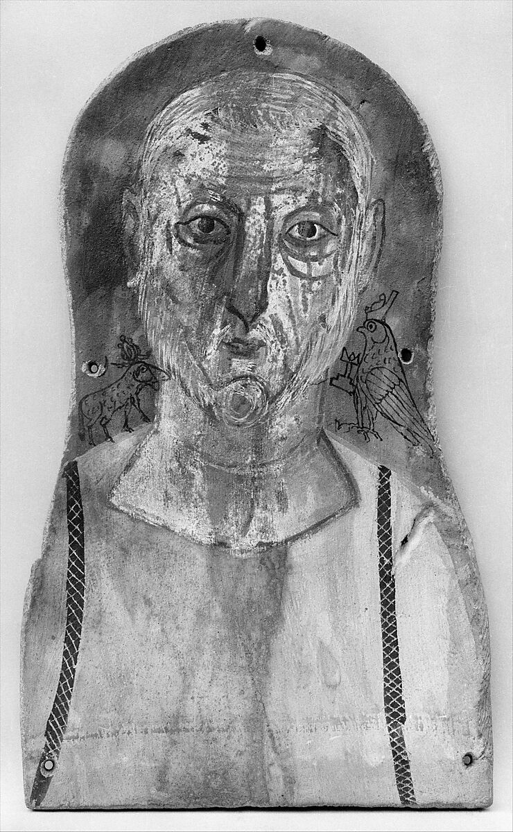 Elderly Man Flanked by Egyptian Gods, Tempera on sycomore wood