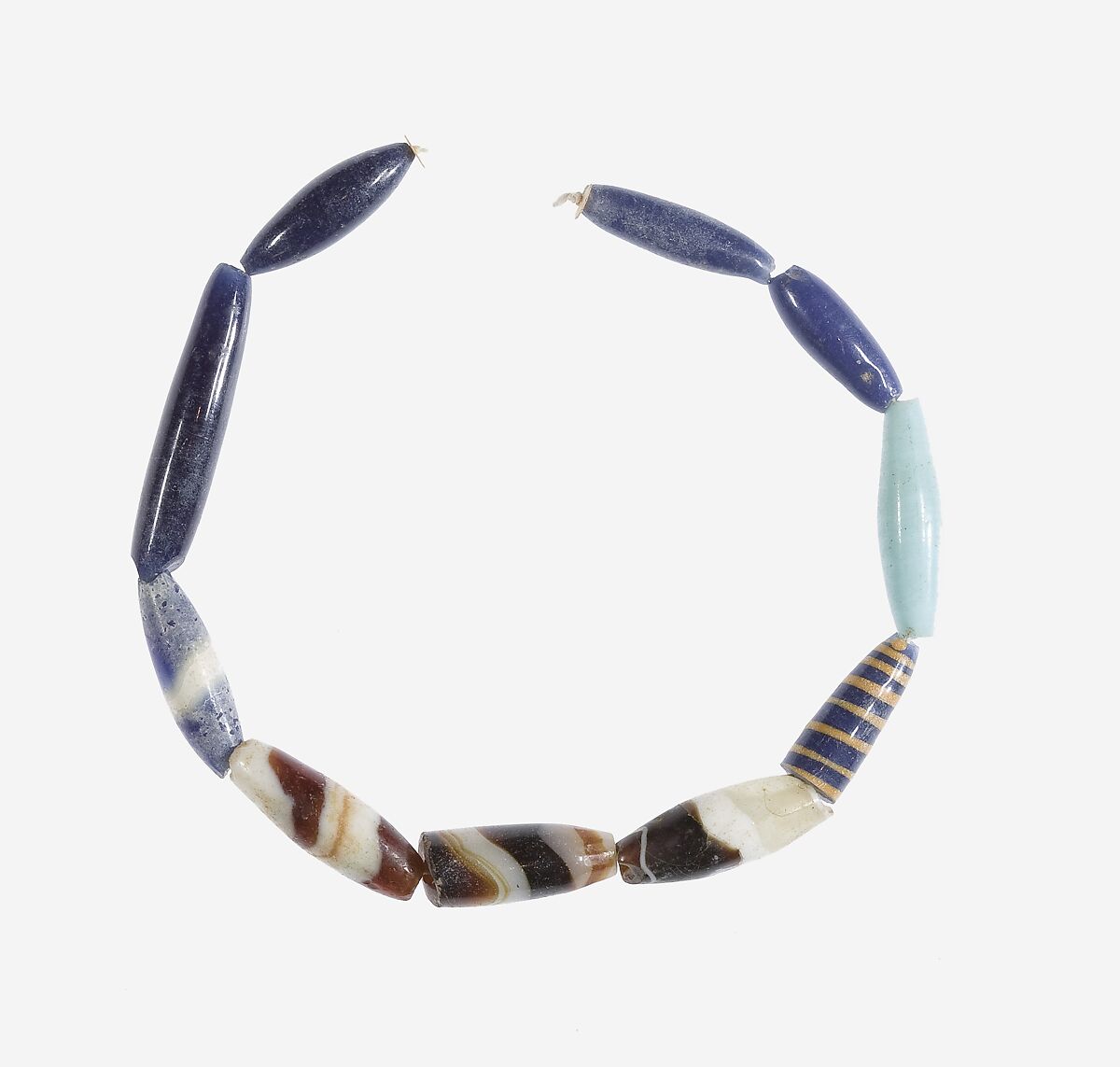 String of Barrel Beads, Onyx, Glass 