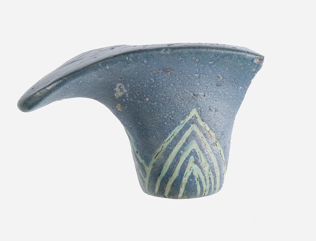 Top of a Papyrus Stalk  Mirror Handle, Faience 