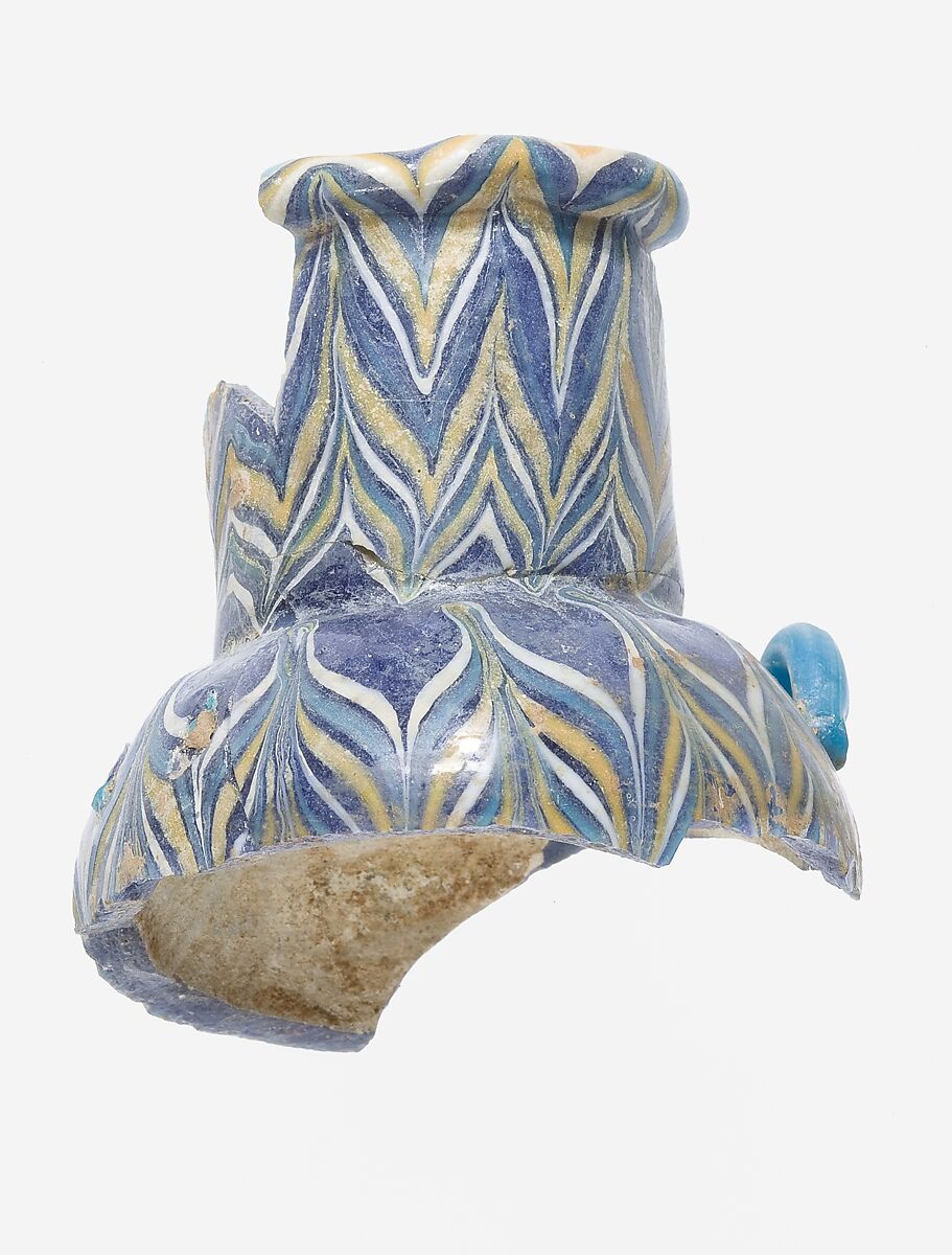 Upper Portion of a Glass Vase with Dragged Decoration, Glass 