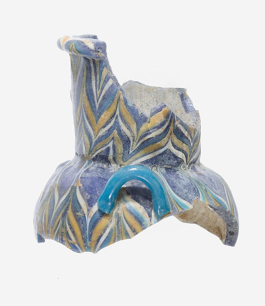 Upper Portion of a Glass Vase with Dragged Decoration, Glass