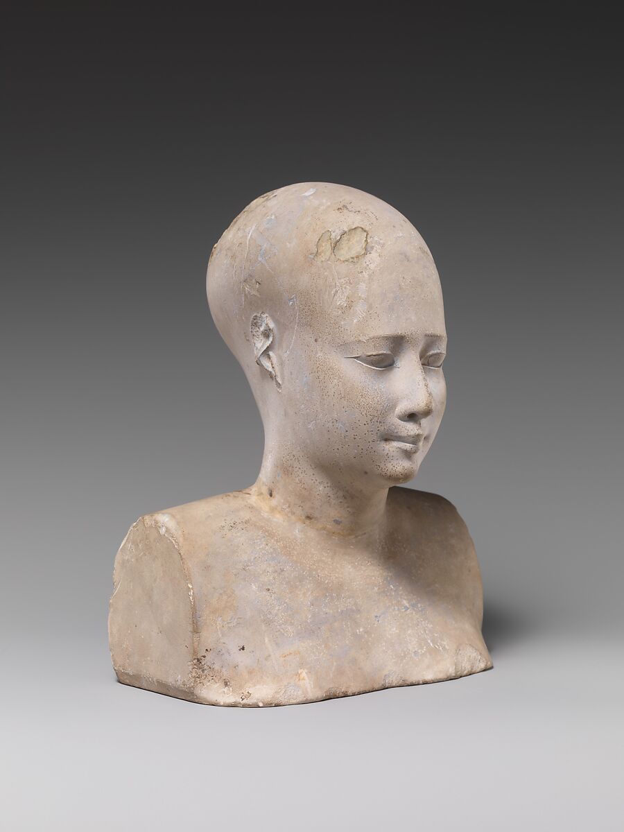 Bust of a priestly figure, Limestone