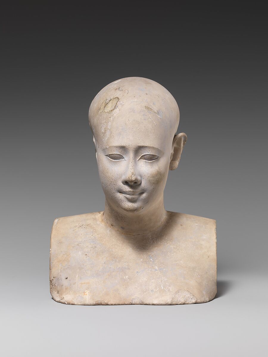 Bust of a priestly figure, Limestone 