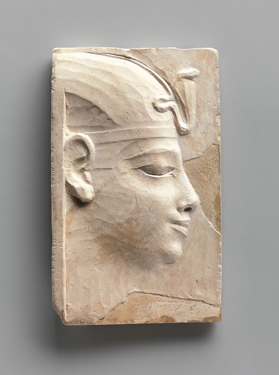 Plaque Depicting a Goddess or Queen, and on Opposite Side a King, Limestone, paint