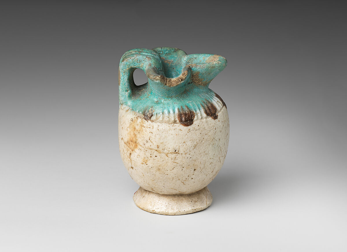 Aryballos (perfume vase) with trefoil opening, Faience 