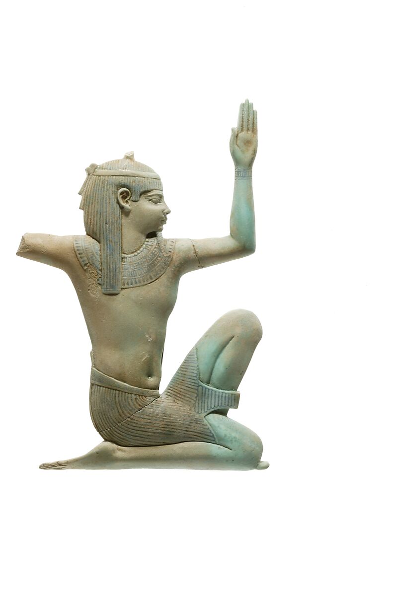 Inlay of the hieroglyphic sign "heh" meaning "millions of years", Faience