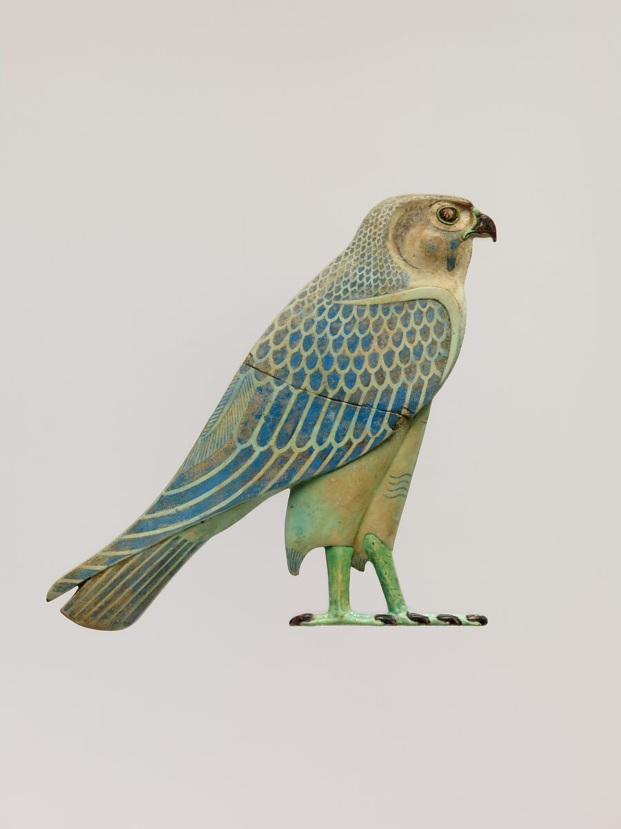 Inlay in the form of the Horus falcon, Faience 