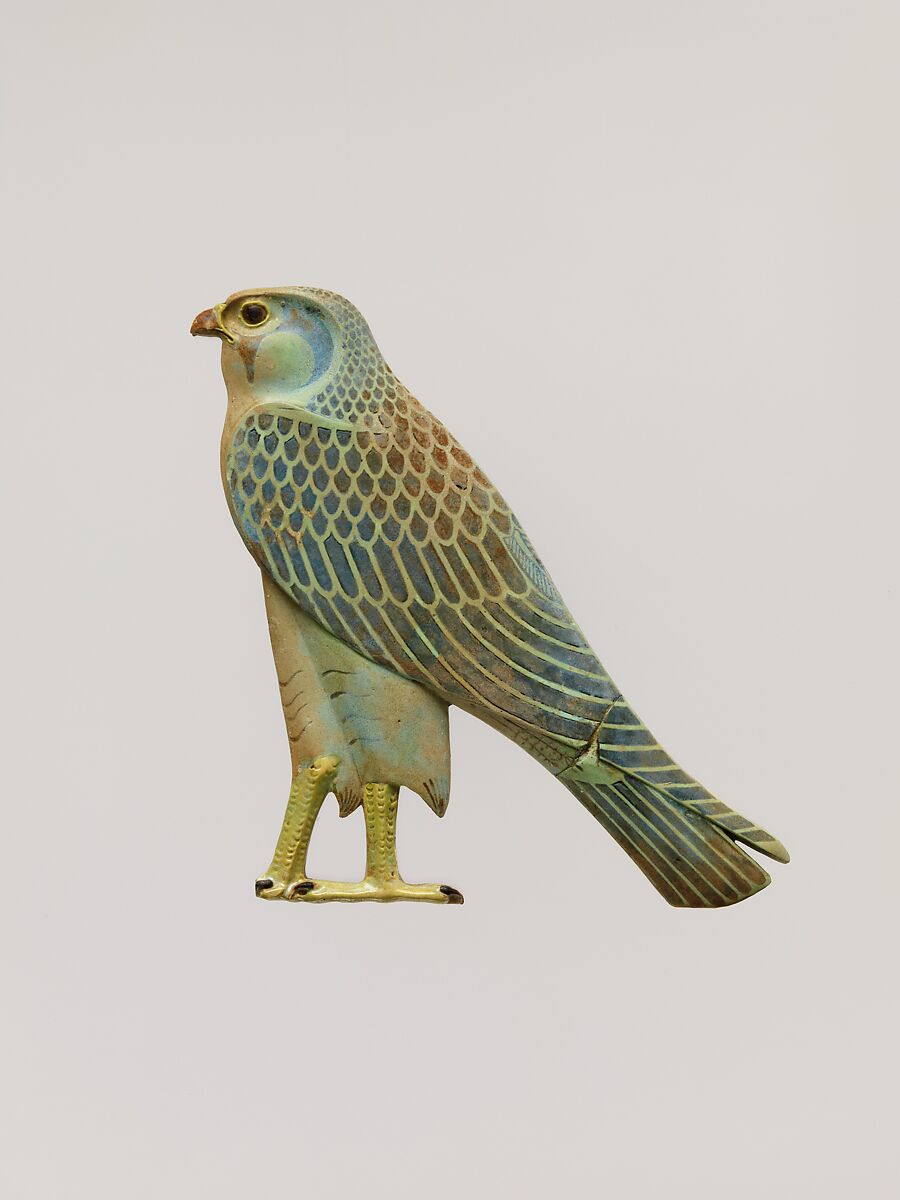 Inlay in the form of the Horus falcon, Faience 