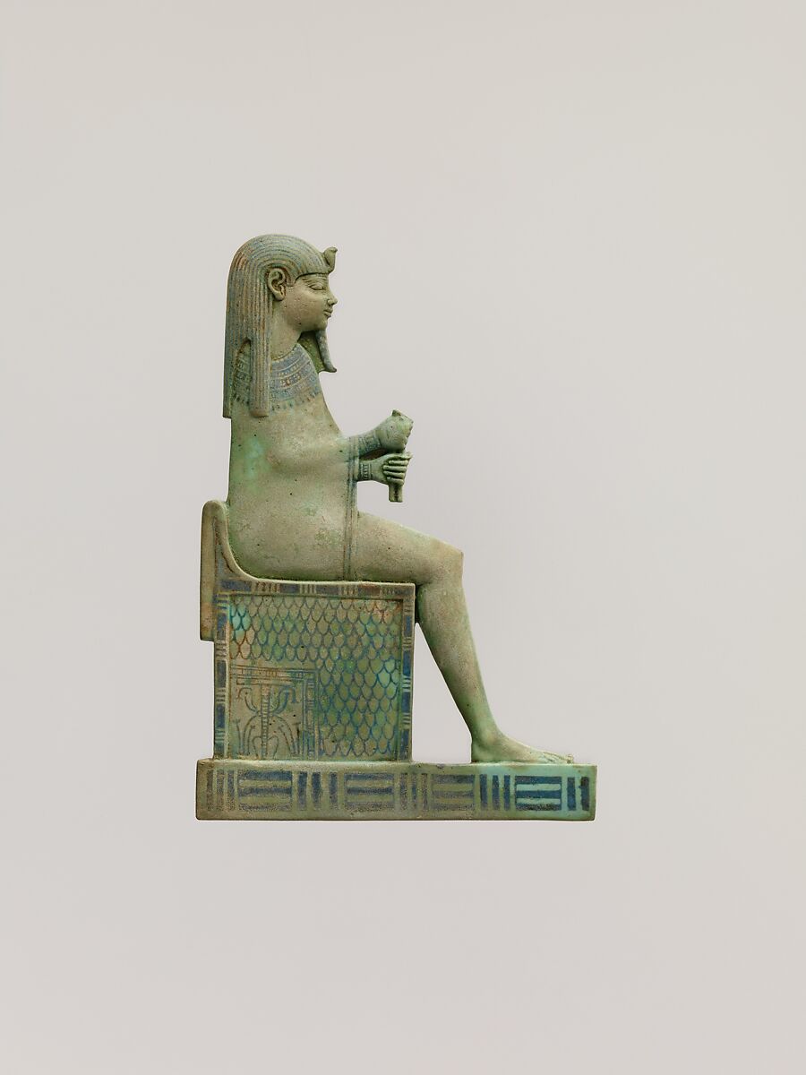 Inlay depicting enthroned god Shepsi, Faience 