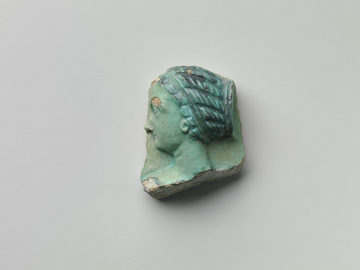 Fragment of a Vase Depicting Arsinoe II, Faience 