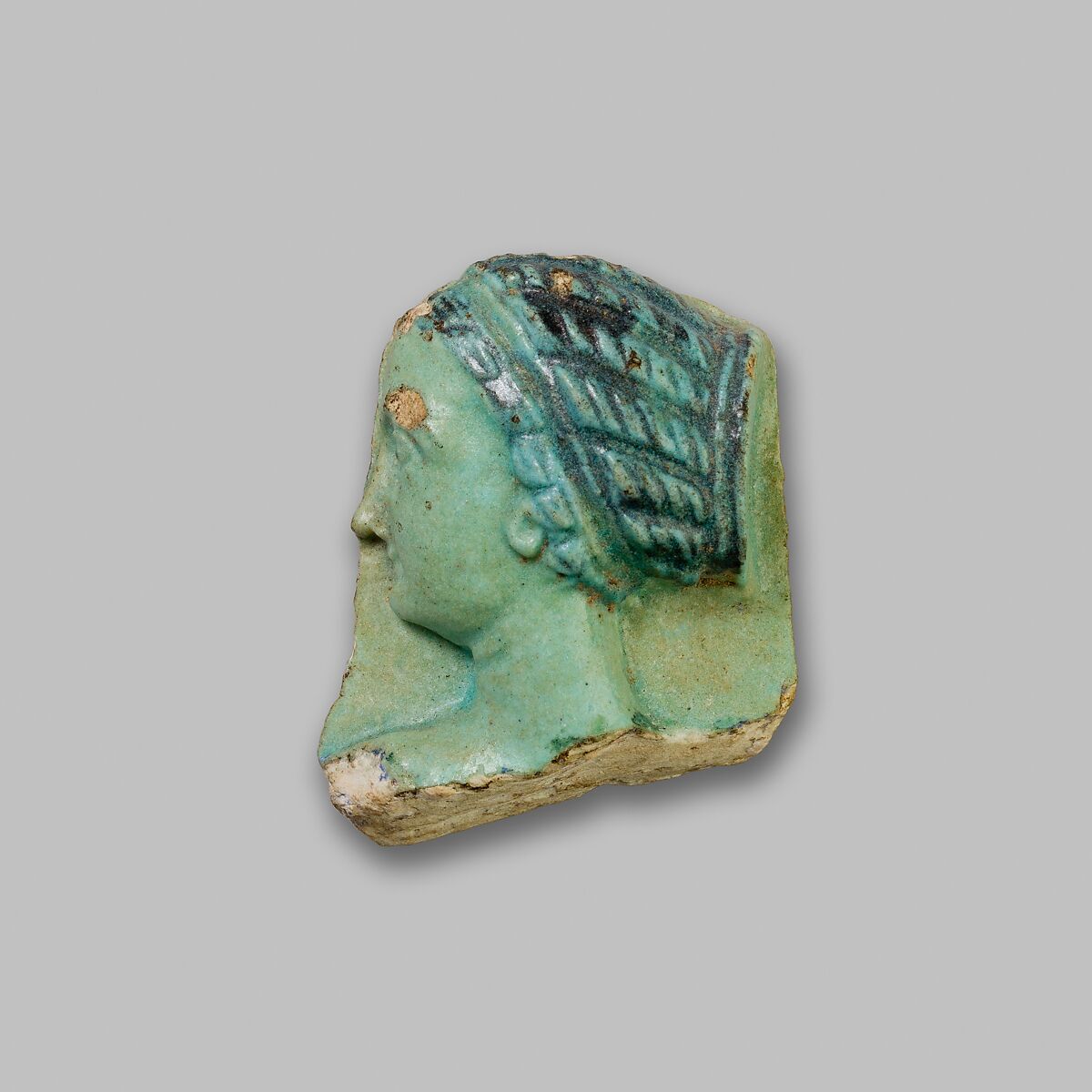 Fragment of a Vase Depicting Arsinoe II, Faience