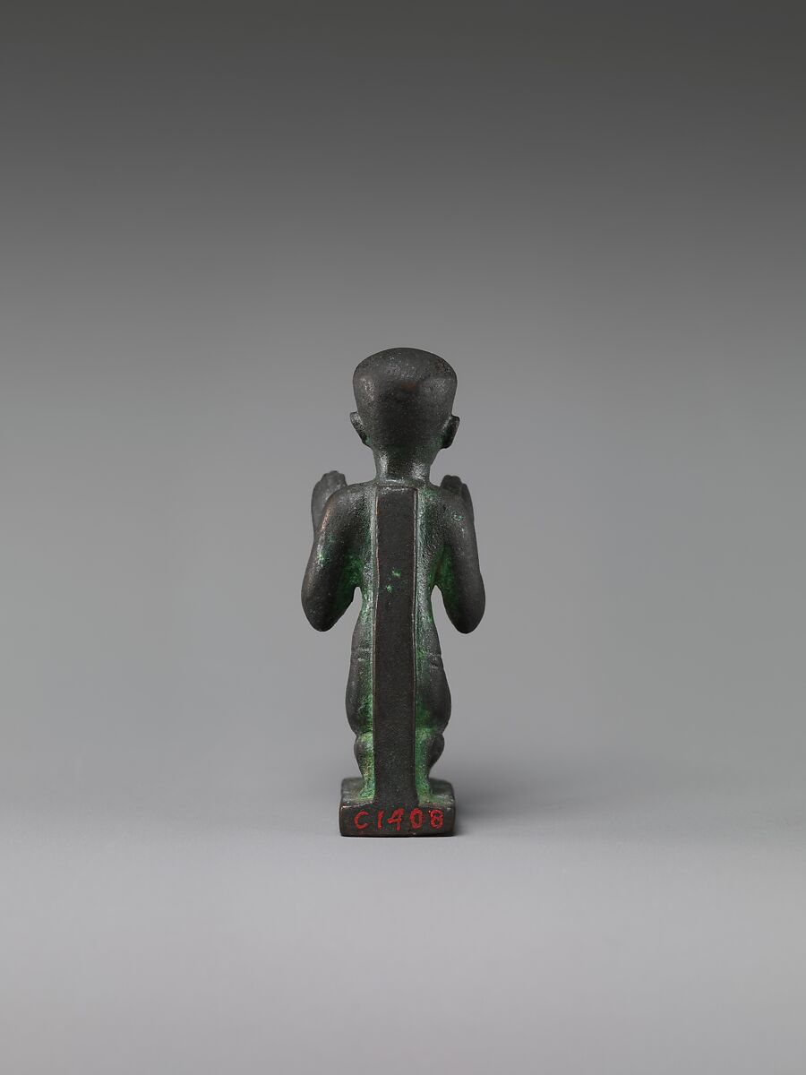 Statuette of an adorant from a group with a god, Cupreous metal