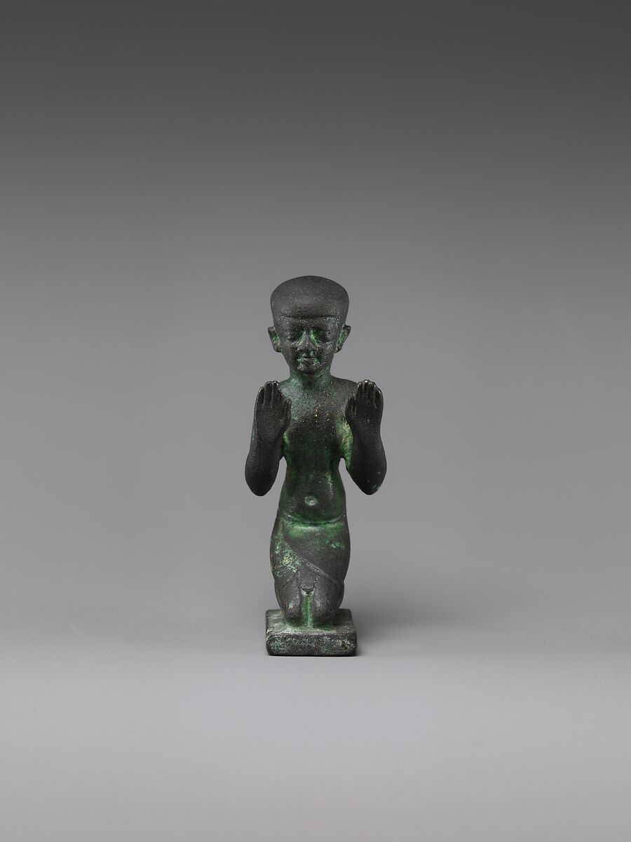 Statuette of an adorant from a group with a god, Cupreous metal 