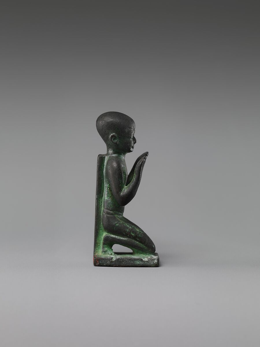 Statuette of an adorant from a group with a god, Cupreous metal